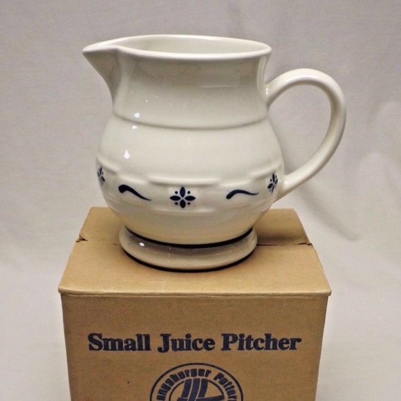 Longaberger Pottery Classic Blue Juice Pitcher  Roseville Ohio 1991 Original Box - Picture 2 of 9